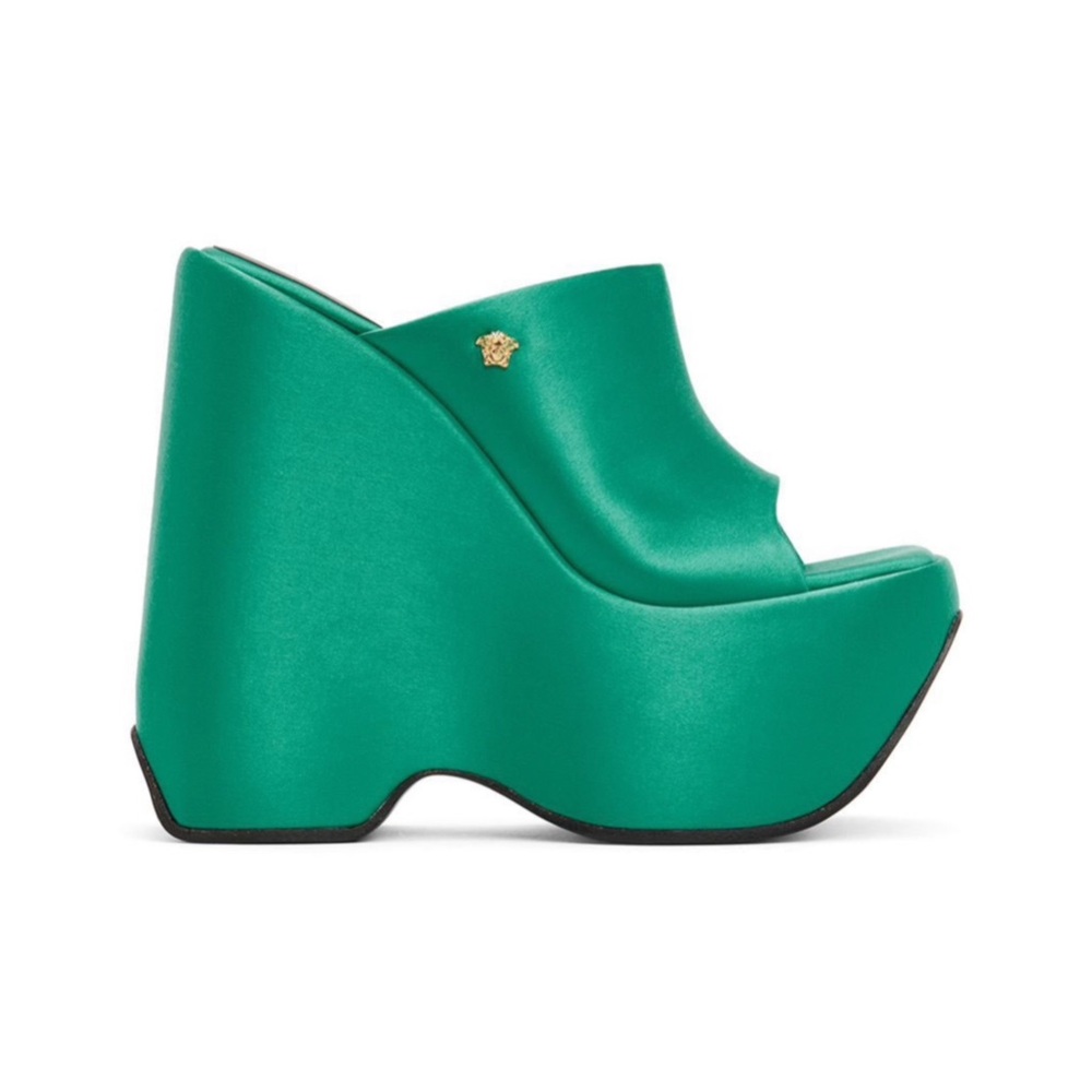 Versace Green Triplatform Mules